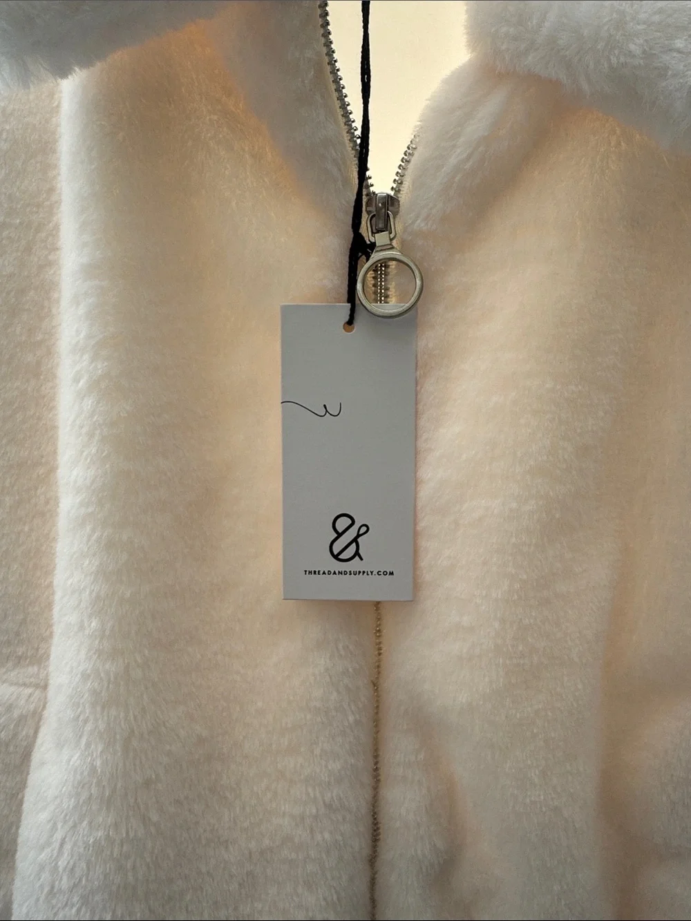 Thread & Supply Cream Faux-Fur Zip Jacket - Picture 8 of 9